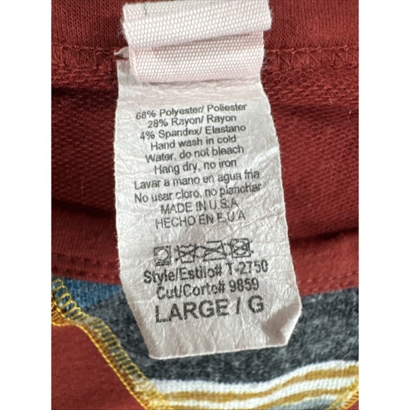 7th Ray Top Womens L Aztec Western Cowgirl Aztec Navajo Stretch Made In USA Red - Picture 6 of 10